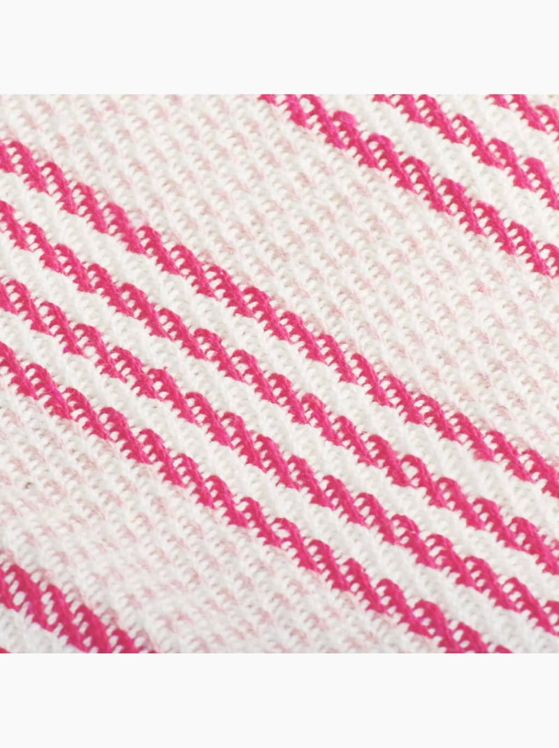 Couverture en coton à motif carré et franges - vidaxl Rose - Kiabi
