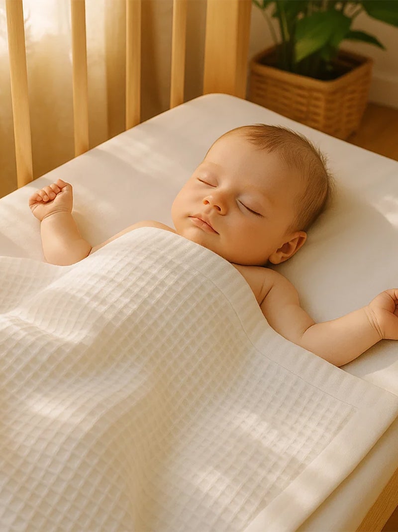 Couverture en Coton Bio Blanc - Kiabi