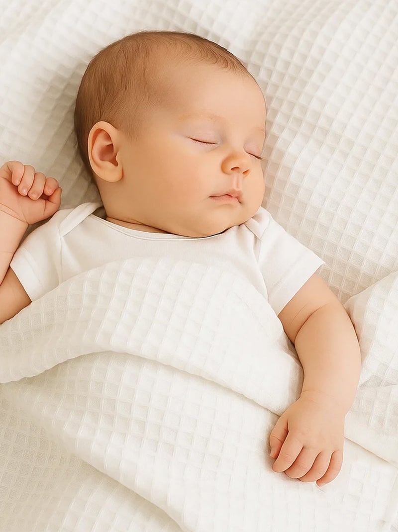 Couverture en Coton Bio Blanc - Kiabi