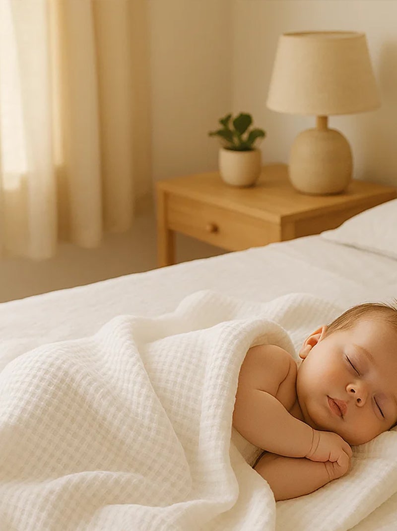 Couverture en Coton Bio Blanc - Kiabi