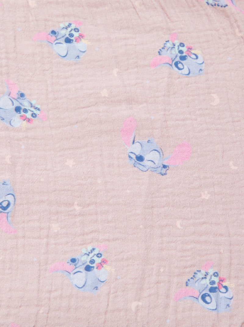 Couverture en coton et en polaire 'Stitch' ROSE - Kiabi