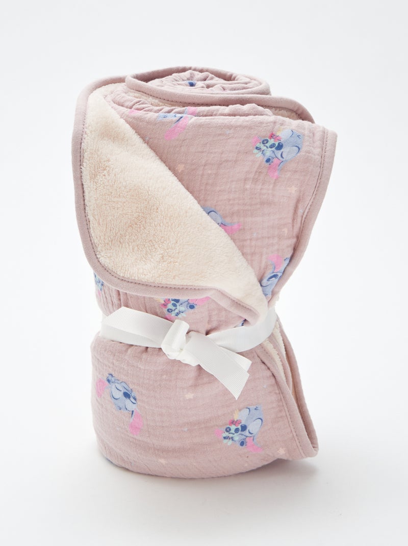 Couverture en coton et en polaire 'Stitch' ROSE - Kiabi