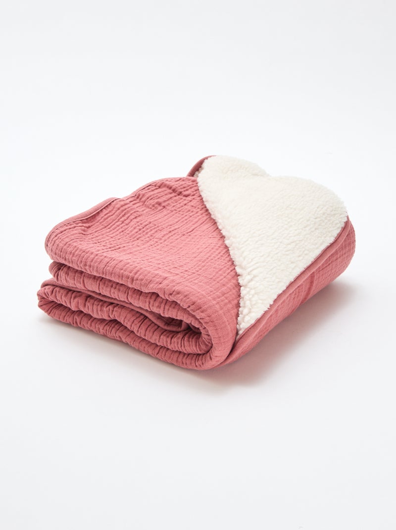 Couverture en gaze de coton et polaire Rose - Kiabi