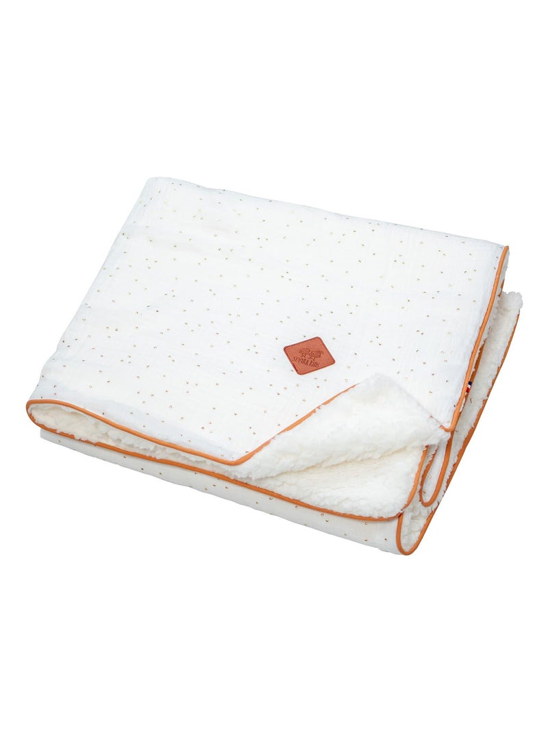 Couverture en gaze de coton et sherpa, Jeanne SEVIRA KIDS Blanc Doré - Kiabi