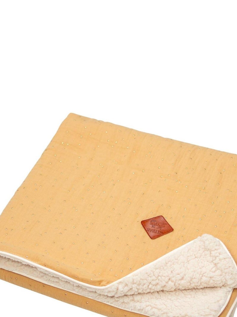 Couverture en gaze de coton et sherpa, Jeanne SEVIRA KIDS Taupe/Doré - Kiabi