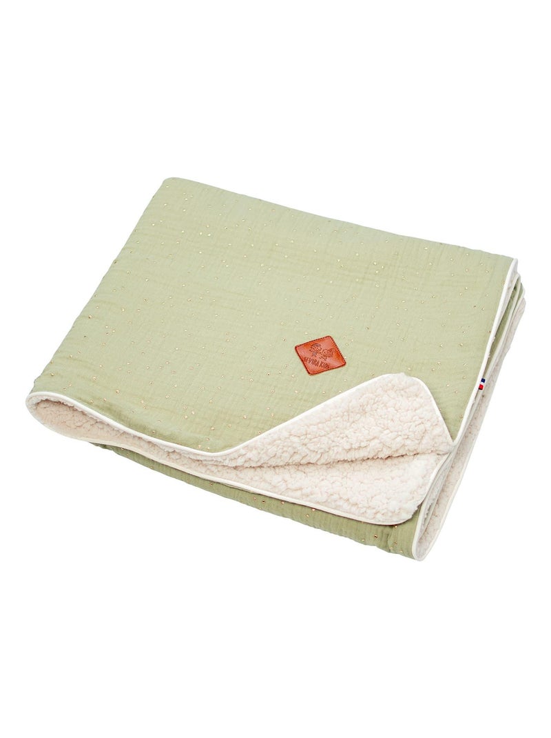Couverture en gaze de coton et sherpa, Jeanne SEVIRA KIDS Vert pistache - Kiabi