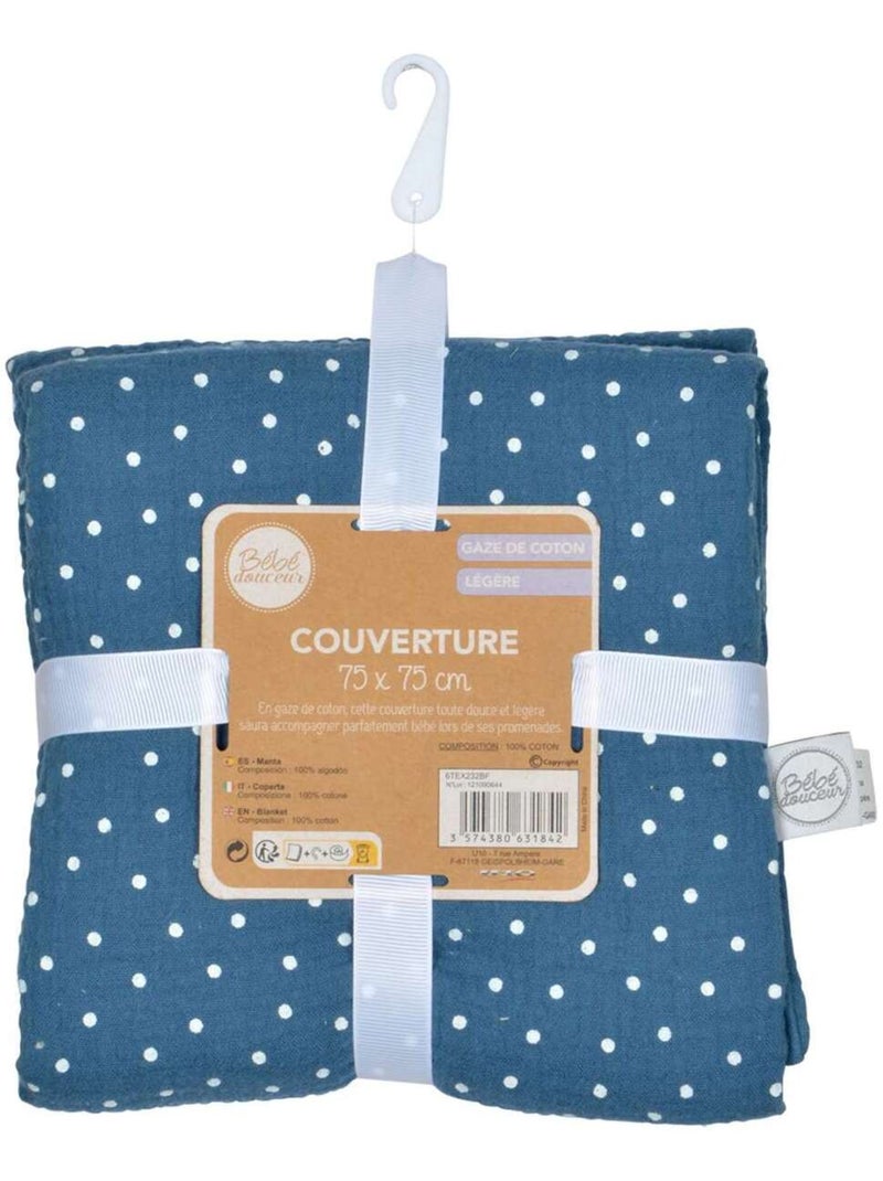Couverture en gaze de coton imprimée Bleu - Kiabi