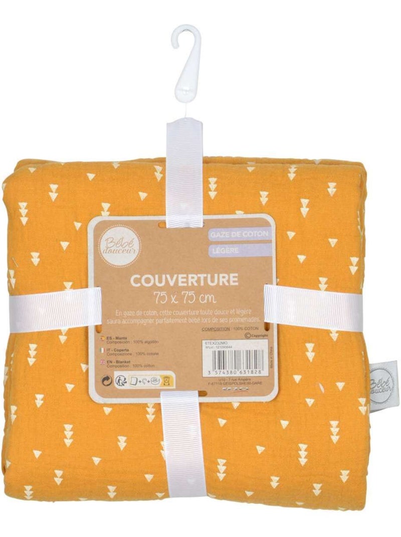 Couverture en gaze de coton imprimée Jaune - Kiabi