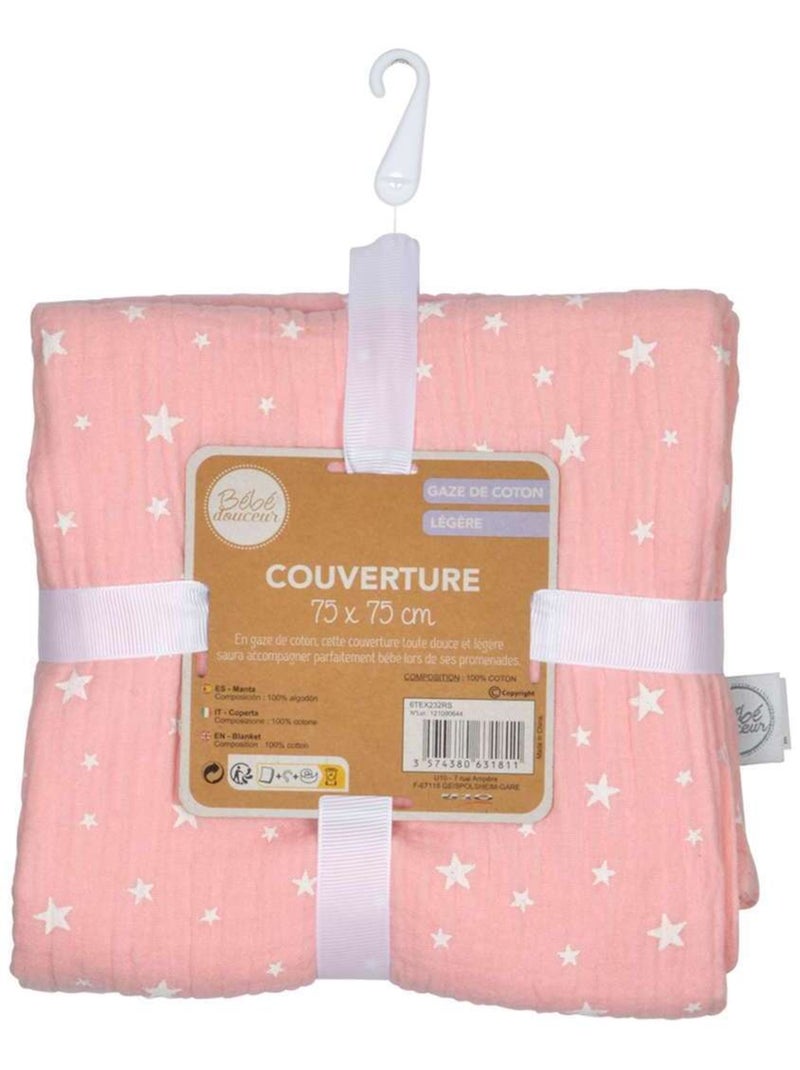 Couverture en gaze de coton imprimée Rose - Kiabi