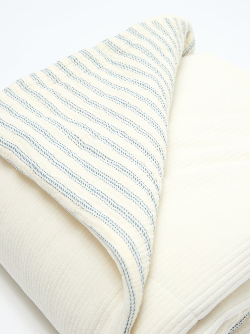 Couverture en gaze de coton réversible en velours - Kiabi Home Bleu - Kiabi