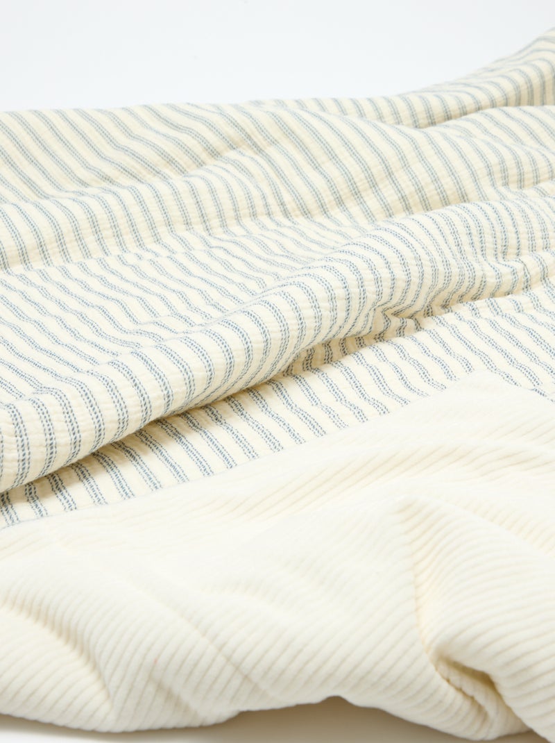 Couverture en gaze de coton réversible en velours - Kiabi Home Bleu - Kiabi