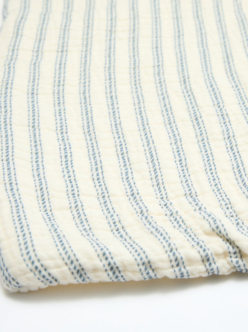 Couverture en gaze de coton réversible en velours - Kiabi Home Bleu - Kiabi