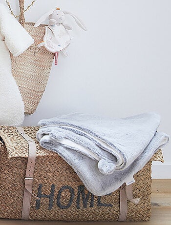 Couverture en Groloudoux®gris clair 75x100cm Noukie's