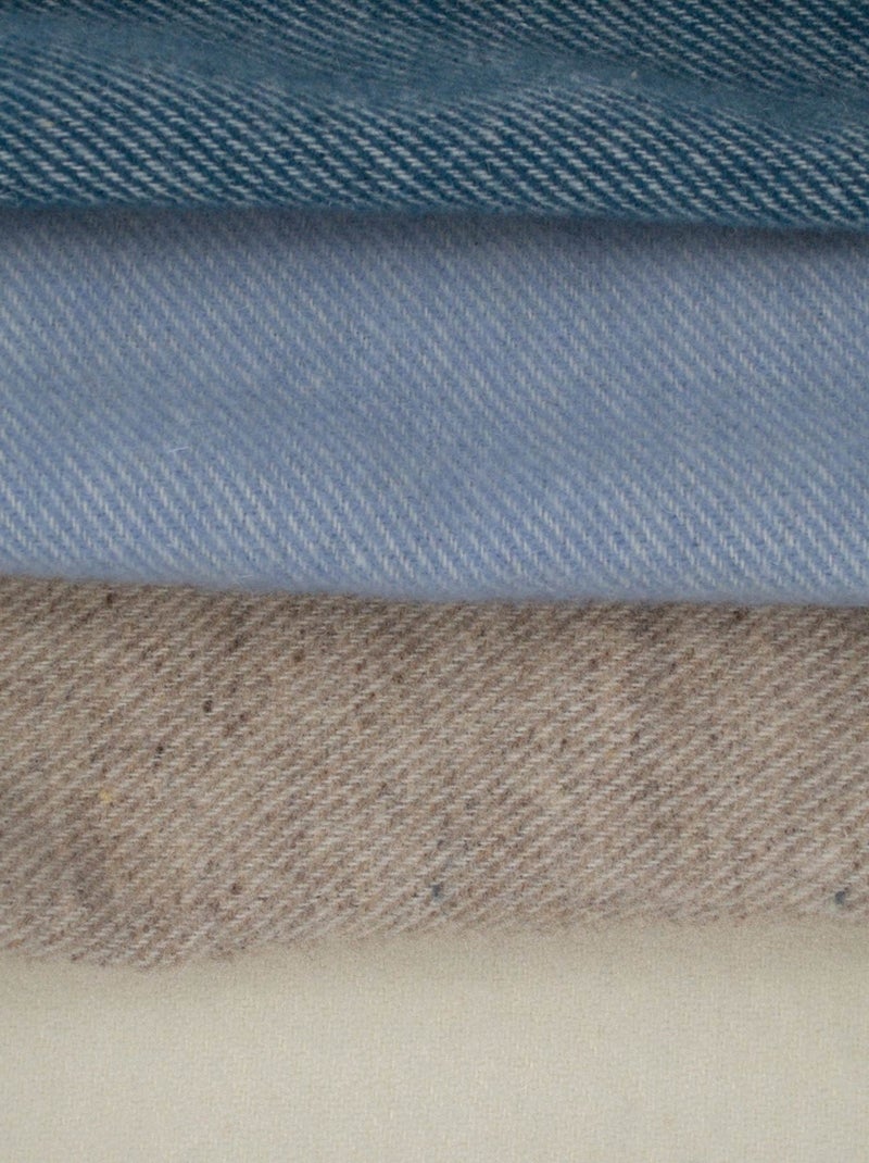 Couverture en laine mélangée  - Effet denim Beige grès - Kiabi