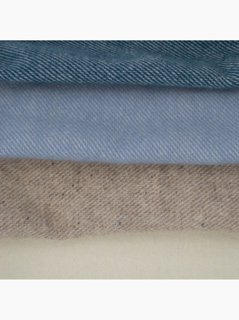 Couverture en laine mélangée  - Effet denim Bleu ciel - Kiabi