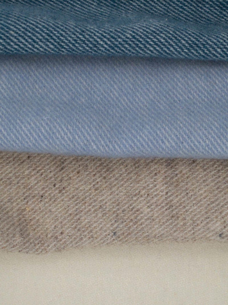 Couverture en laine mélangée  - Effet denim Ecru - Kiabi