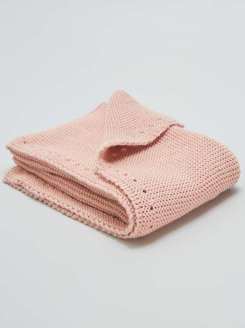 Couverture en maille lourde 'Manufacture de Layette' Rose - Kiabi