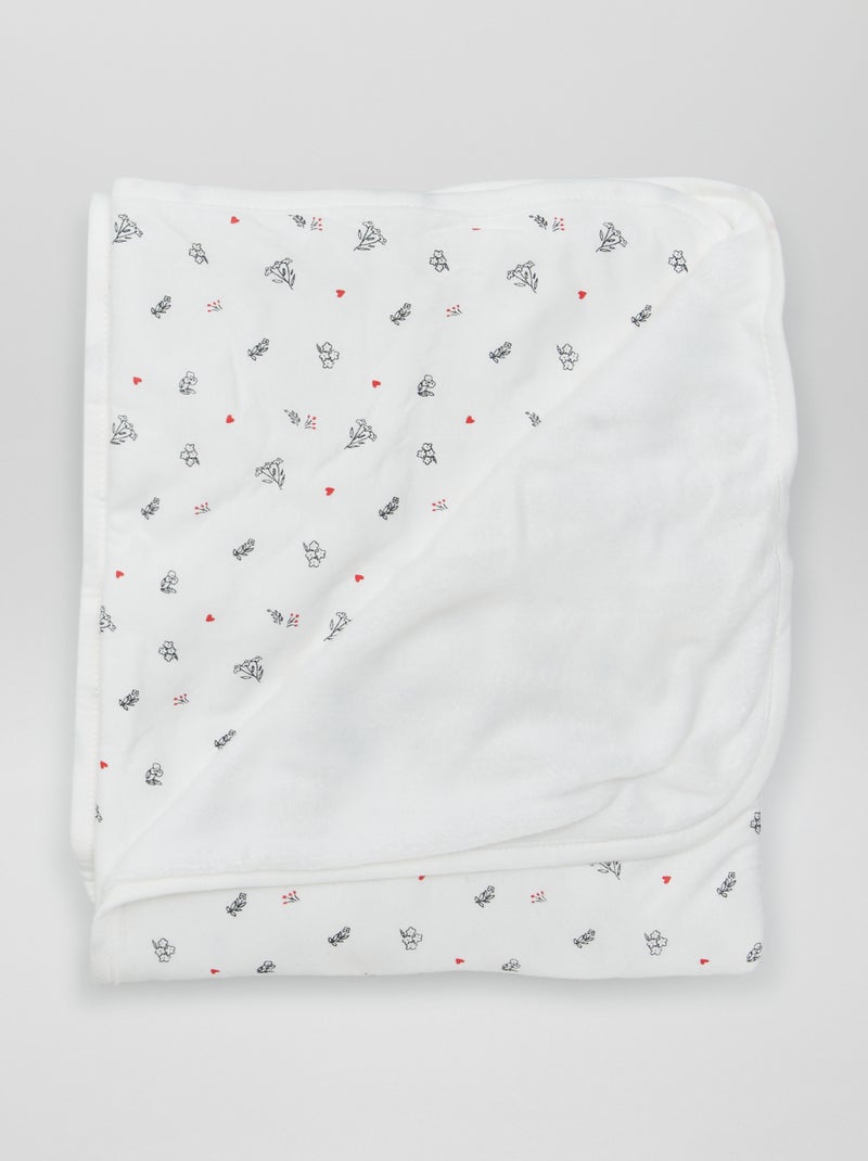 Couverture en polaire Blanc 'coeur' - Kiabi