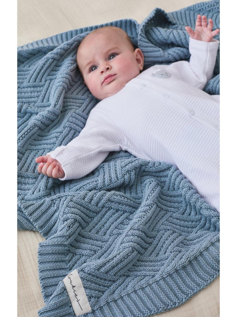 Couverture en tricot BIO 75x100cm Noukie's Bleu - Kiabi
