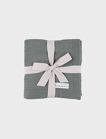 Couverture en tricot bio kaki 75x100 cm Noukie's