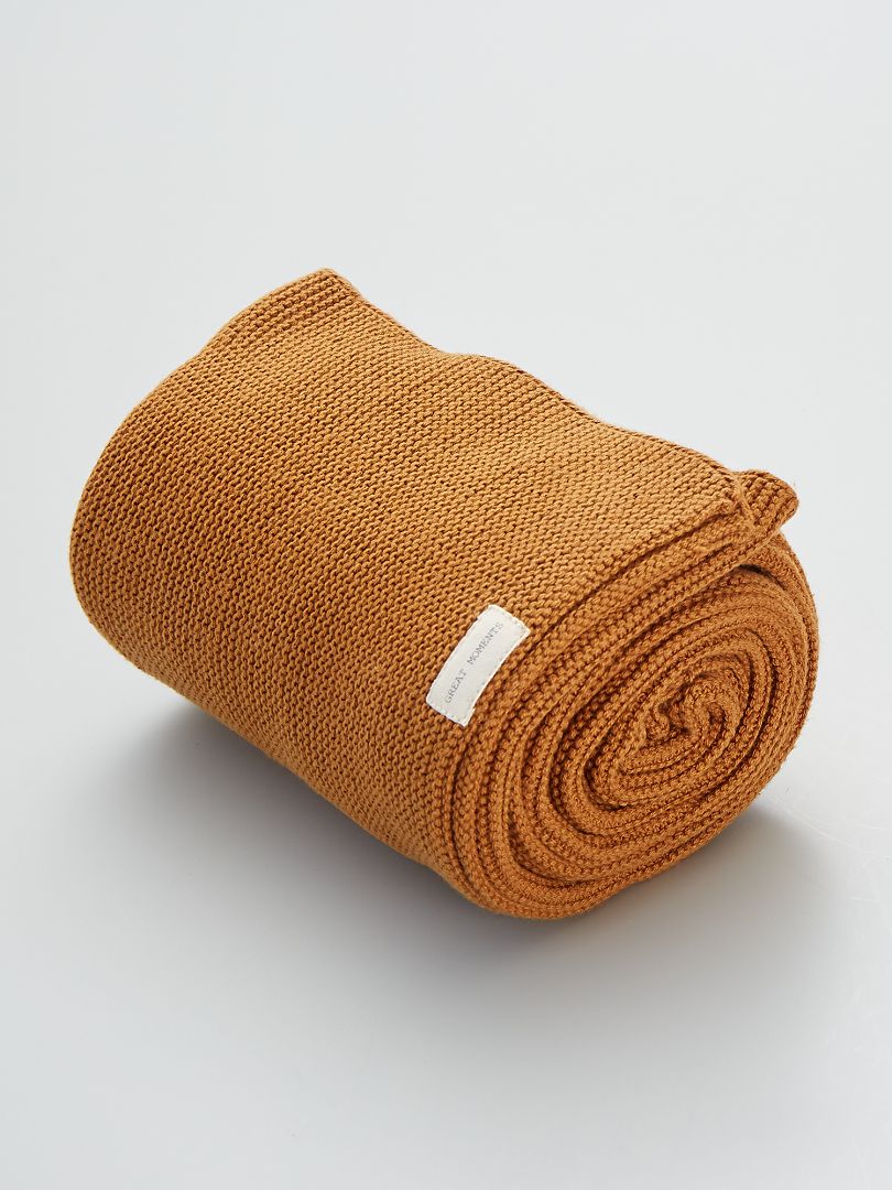 Couverture en tricot marron - Kiabi