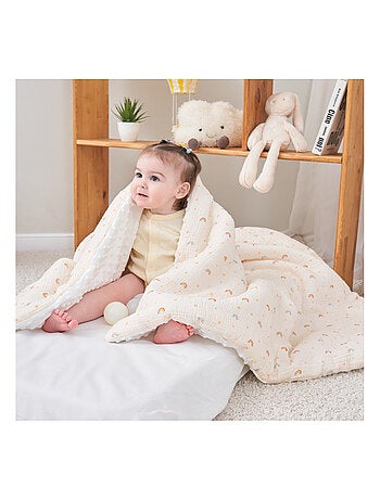 Couverture enfant 100x135 en gaze de coton Oeko-Tex et minky | SUPERBE BEBE