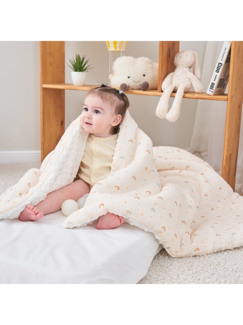 Couverture enfant 100x135 en gaze de coton Oeko-Tex et minky | SUPERBE BEBE - Kiabi