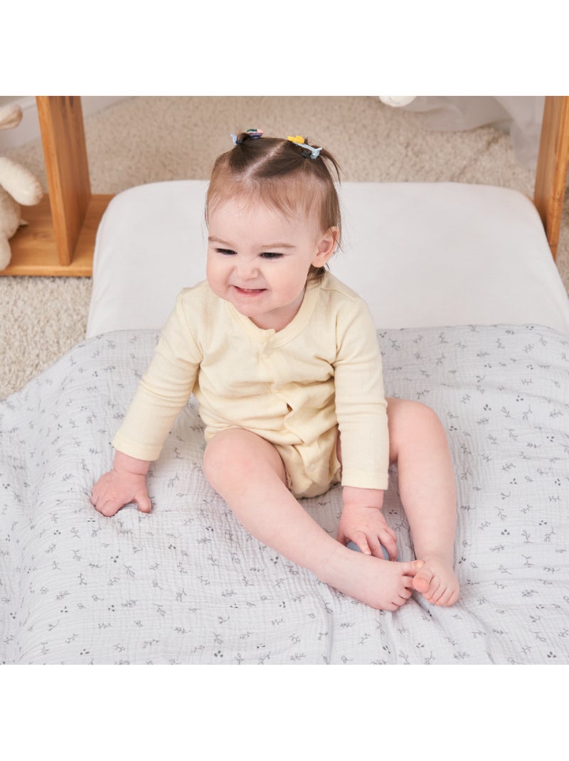 Couverture enfant 100x135 en gaze de coton Oeko-Tex et minky | SUPERBE BEBE Gris - Kiabi