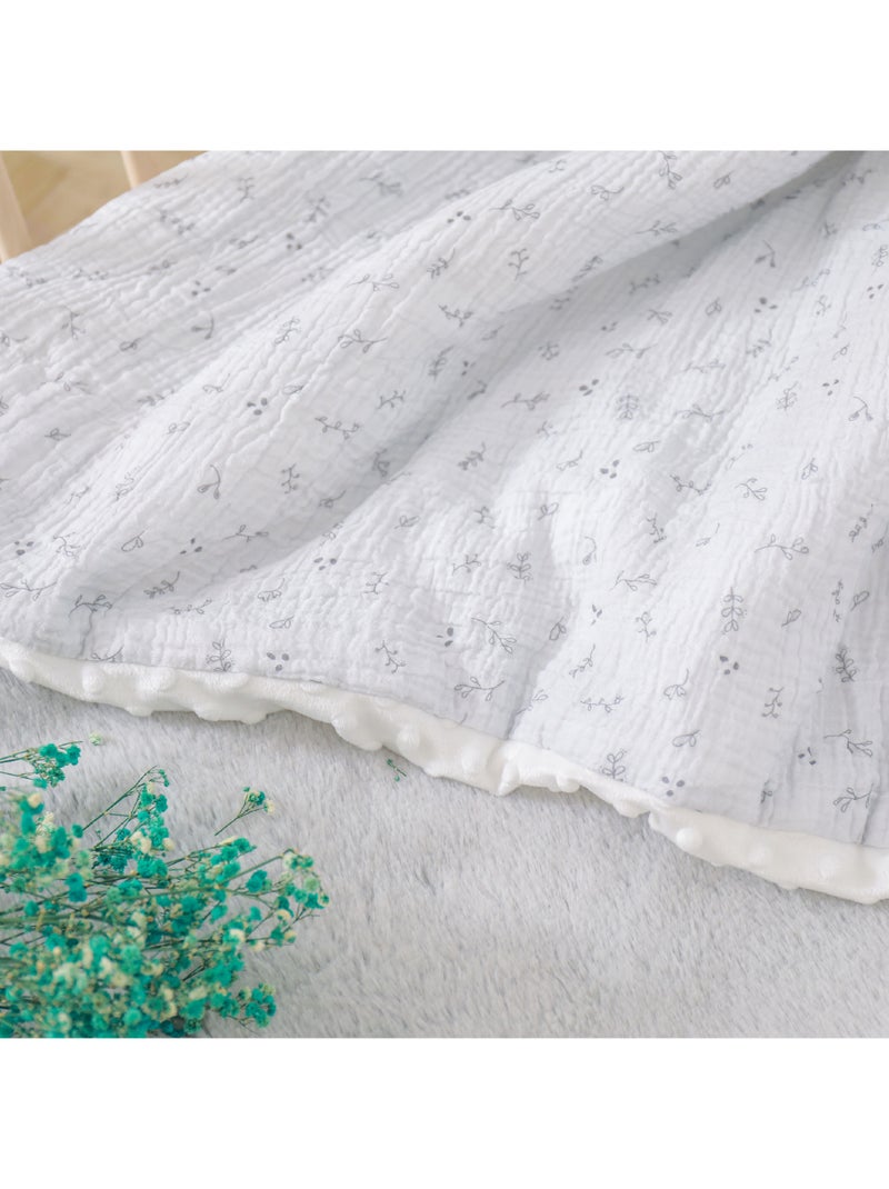 Couverture enfant 100x135 en gaze de coton Oeko-Tex et minky | SUPERBE BEBE Gris - Kiabi