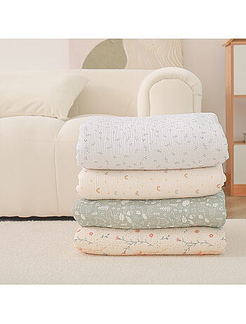 Couverture enfant 75x100 en gaze de coton Oeko-Tex et minky | SUPERBE BEBE