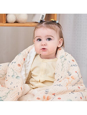 Couverture enfant 75x100 en gaze de coton Oeko-Tex et minky | SUPERBE BEBE