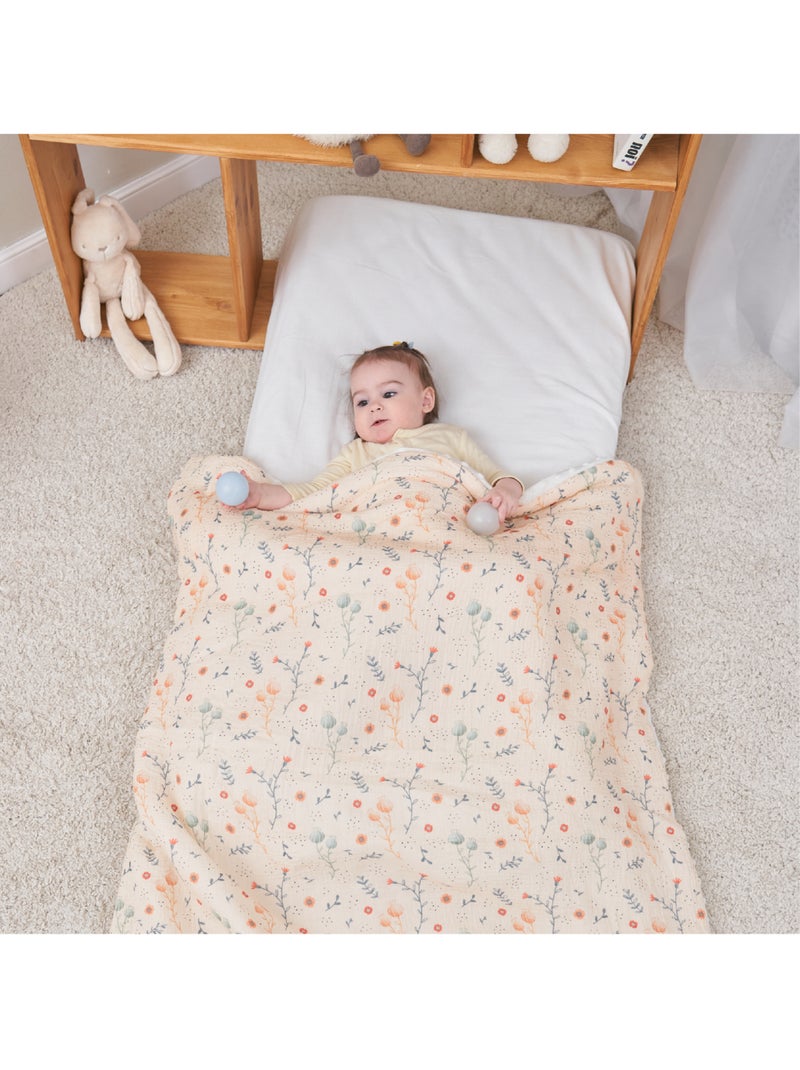 Couverture enfant 100x135 en gaze de coton Oeko-Tex et minky | SUPERBE BEBE Jaune - Kiabi