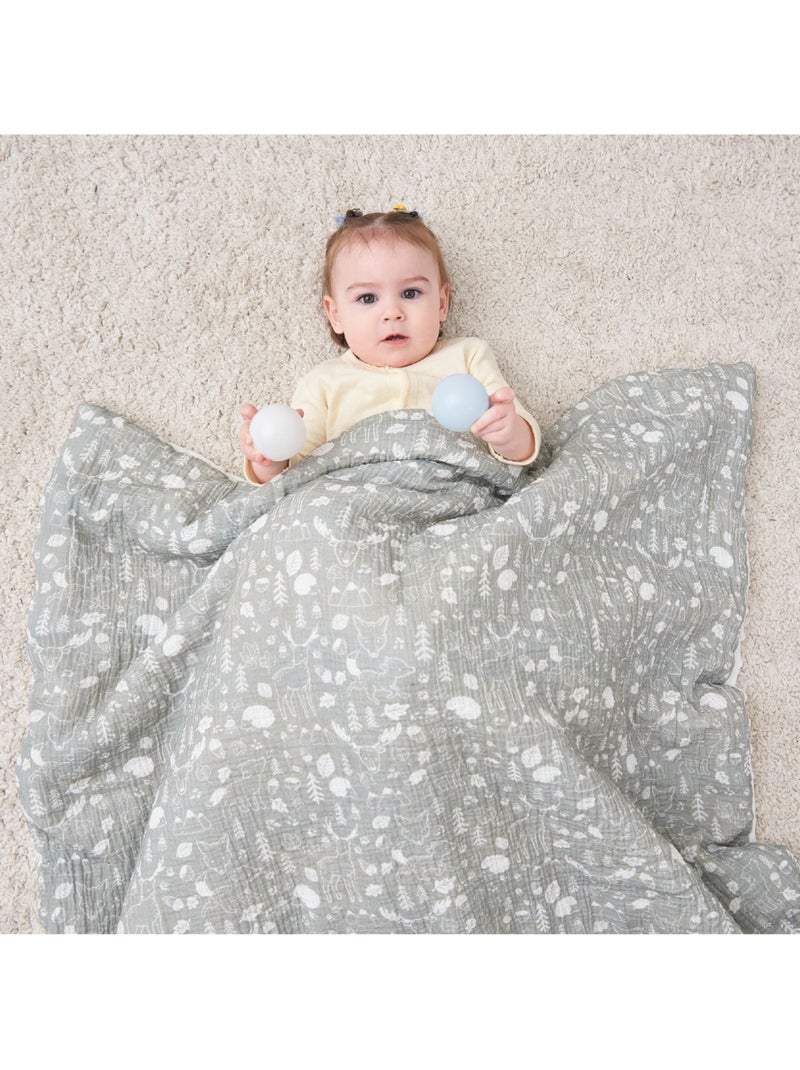 Couverture enfant 100x135 en gaze de coton Oeko-Tex et minky | SUPERBE BEBE Vert - Kiabi