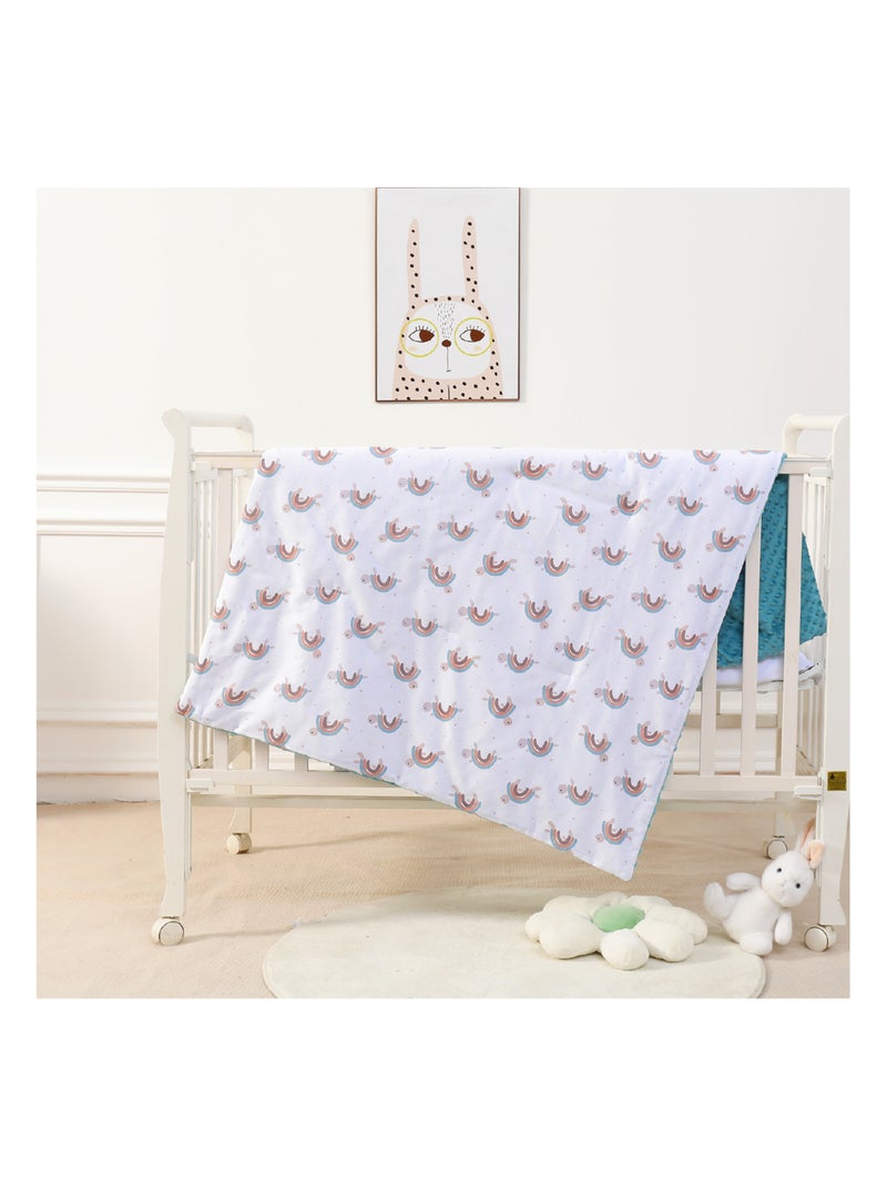 Couverture enfant 75x100 en Coton OEKO-TEX et Minky | SUPERBE BEBE Vert d'eau - Kiabi