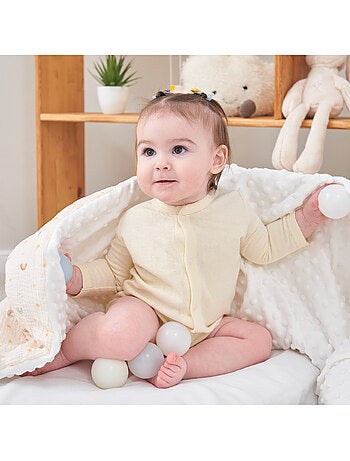 Couverture enfant 75x100 en gaze de coton Oeko-Tex et minky | SUPERBE BEBE