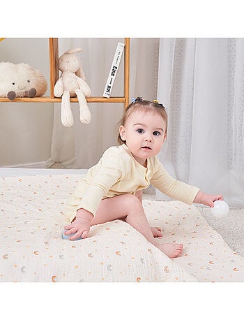 Couverture enfant 75x100 en gaze de coton Oeko-Tex et minky | SUPERBE BEBE