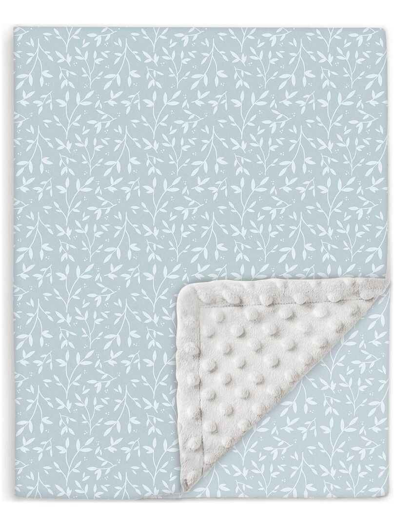 Couverture enfant en Coton Oeko-tex et Minky - SUPERBE BEBE Blanc Vert - Kiabi