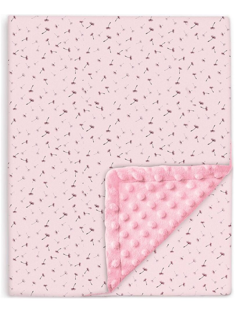 Couverture enfant en Coton Oeko-tex et Minky - SUPERBE BEBE Rose - Kiabi