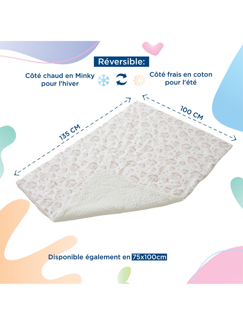 Couverture enfant en Coton Oeko-tex et Minky | SUPERBE BEBE Blanc - Kiabi