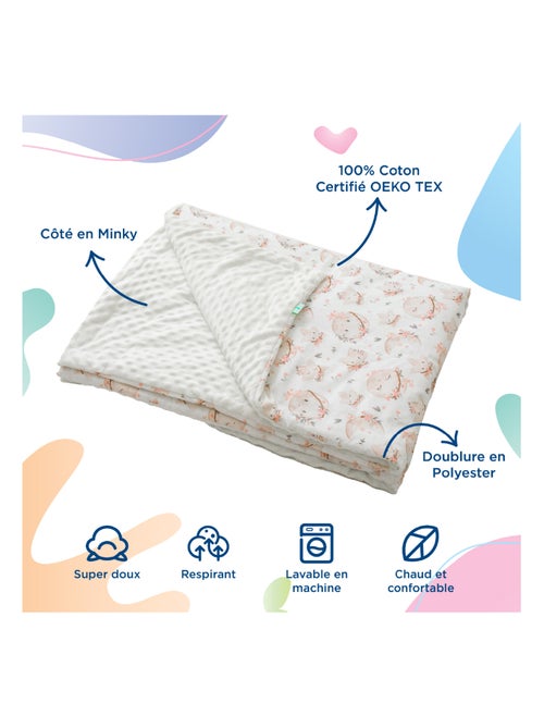 Couverture enfant en Coton Oeko-tex et Minky | SUPERBE BEBE - Kiabi