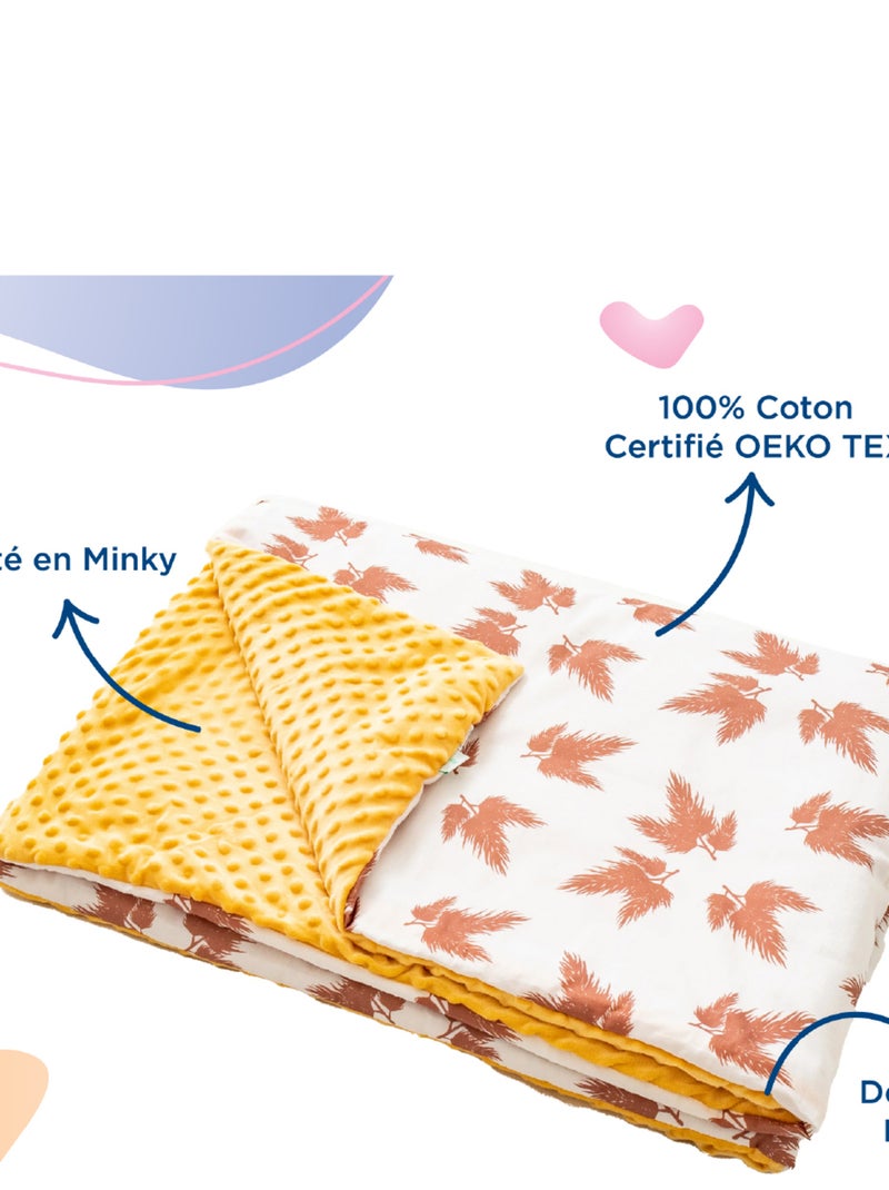 Couverture enfant en Coton Oeko-tex et Minky | SUPERBE BEBE Blanc Jaune - Kiabi