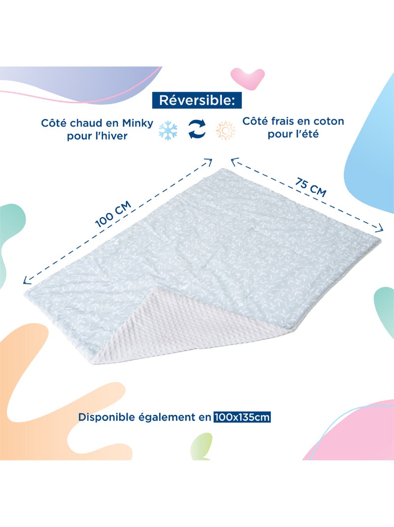 Couverture enfant en Coton Oeko-tex et Minky | SUPERBE BEBE Blanc Vert - Kiabi