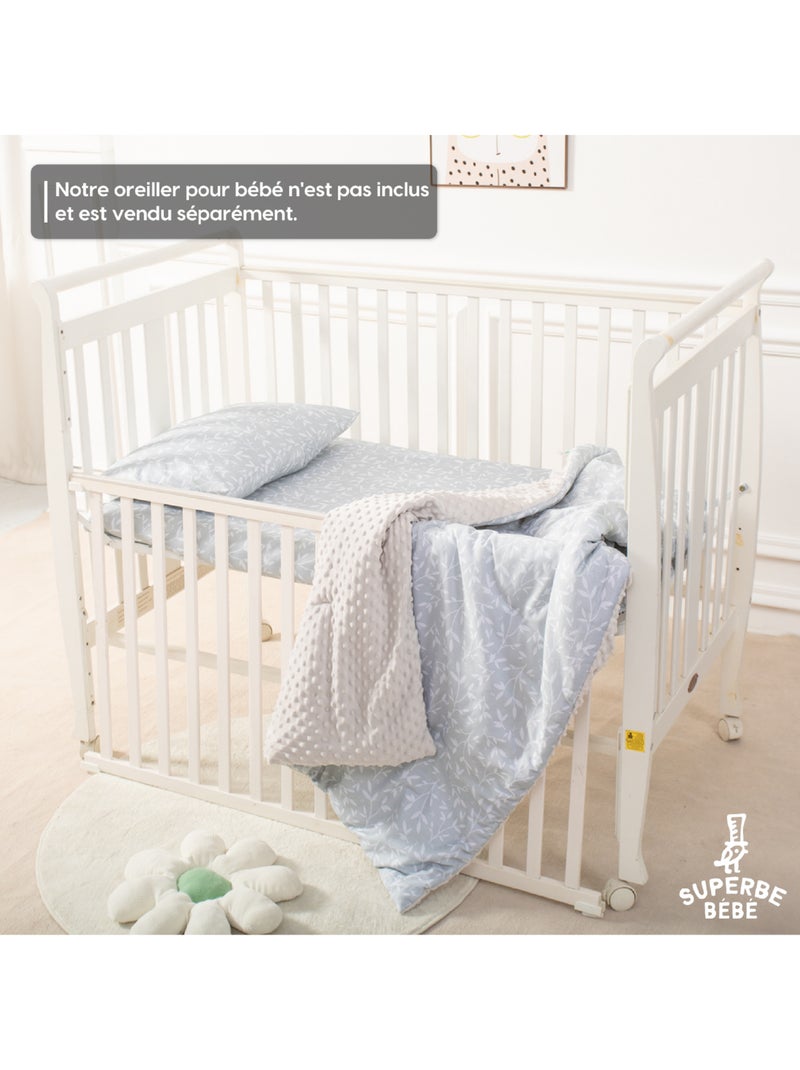 Couverture enfant en Coton Oeko-tex et Minky | SUPERBE BEBE Blanc Vert - Kiabi