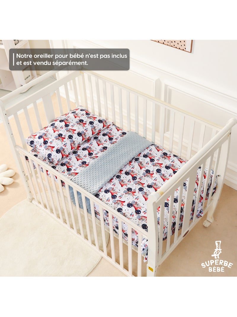 Couverture enfant en Coton Oeko-tex et Minky | SUPERBE BEBE Gris - Kiabi