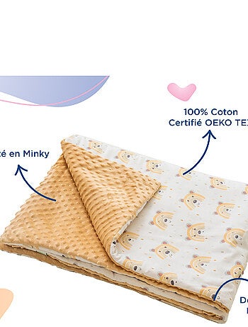 Couverture enfant en Coton Oeko-tex et Minky | SUPERBE BEBE