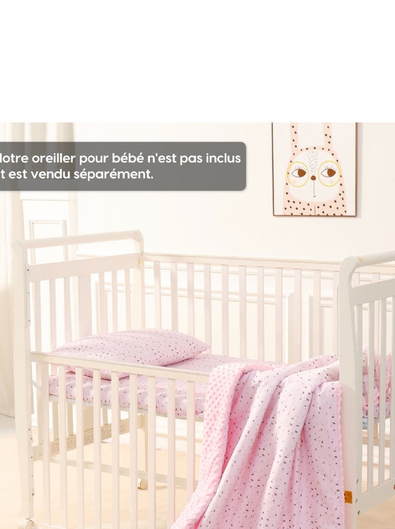 Couverture enfant en Coton Oeko-tex et Minky | SUPERBE BEBE Rose - Kiabi