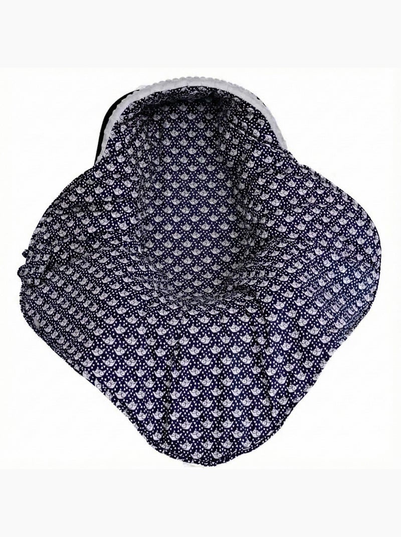 Couverture enveloppante nid d'ange bébé réversible en coton minky ELI SEVIRA KIDS Bleu marine - Kiabi