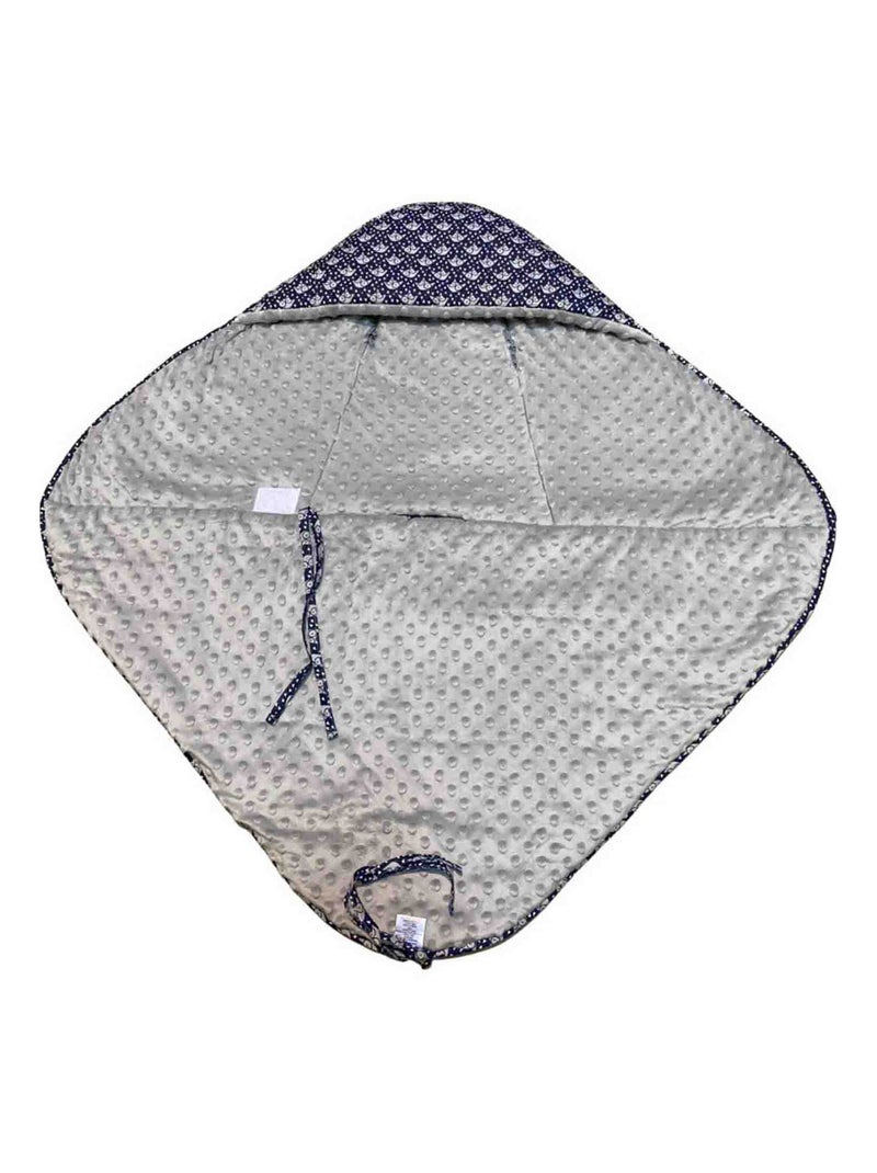Couverture enveloppante nid d'ange bébé réversible en coton minky ELI SEVIRA KIDS Bleu marine - Kiabi