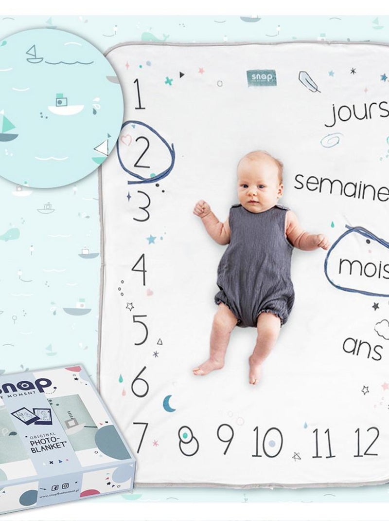 Couverture étape réversible 2 en 1 en coton - Aqua marine Bleu - Kiabi