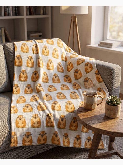 Couverture Flanelle Capybara 110x150cm – All-Over Kawaii – Touché Doux Chaud - Kiabi